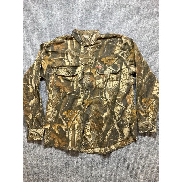 Woolrich Button Down Shirt Men's Medium Camo Real Tree Hardwoods Hunting Shirt - Picture 1 of 16